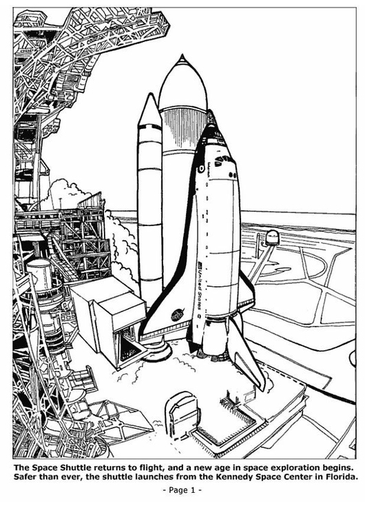 Disegno da colorare 01 - lancio della navicella spaziale
