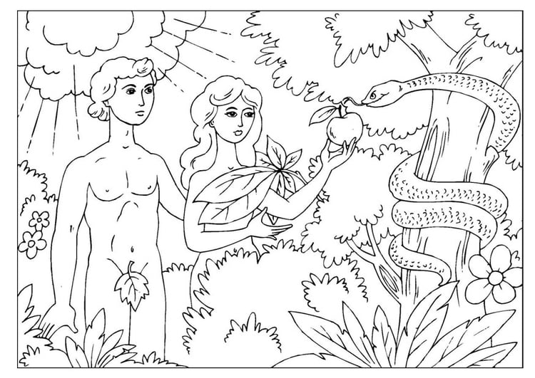 Disegno da colorare Adamo ed Eva