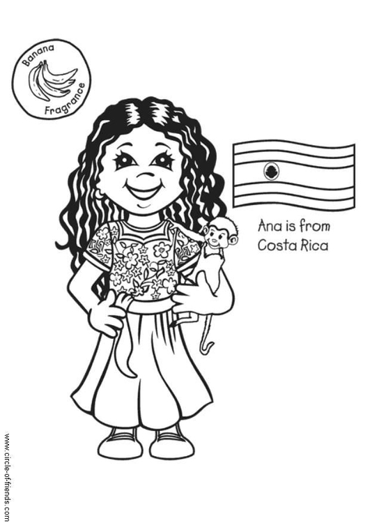Disegno da colorare Ana dalla Costa Rica
