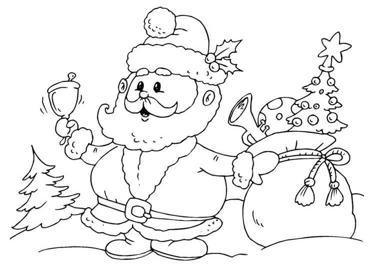 Disegno da colorare Babbo Natale con regali