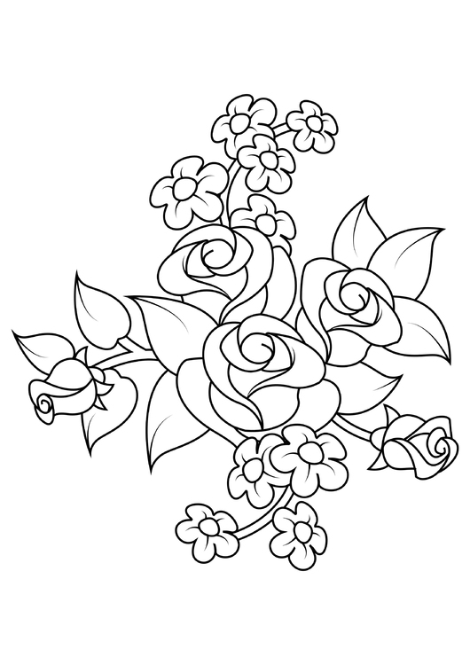 Disegno da colorare bouquet di rose