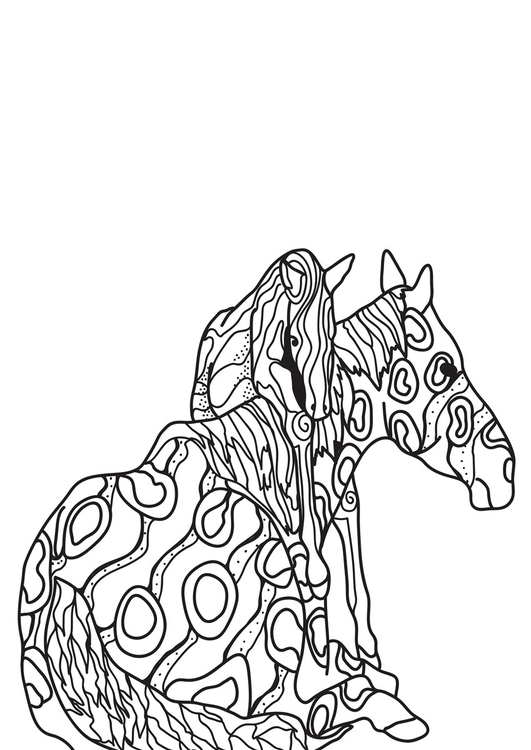 Disegno da colorare cavallo con puledro