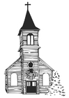 Disegni da colorare chiesa in inverno