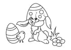 Disegni da colorare Coniglietto di Pasqua con pulcino