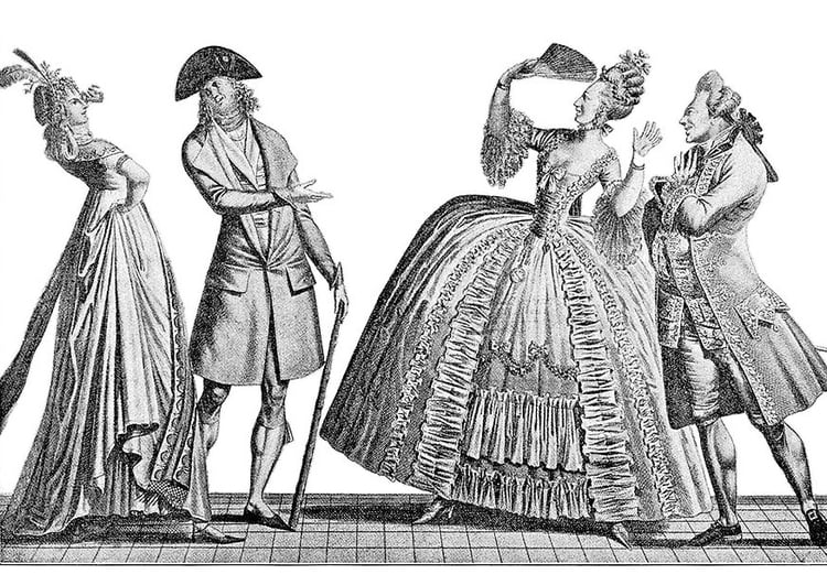 Disegno da colorare costumi alla corte francese 1778