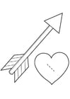 Disegni da colorare cuore di San Valentino - Cupido