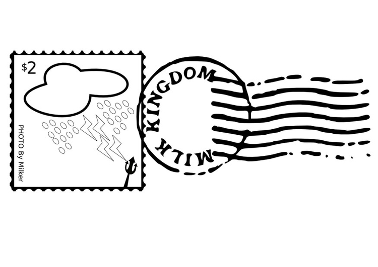Disegno da colorare francobollo con timbro