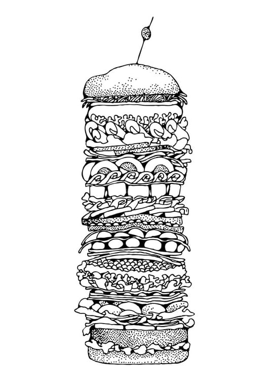 Disegno da colorare hamburger