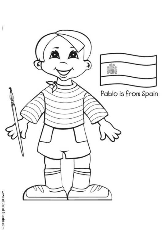 Disegno da colorare Pablo dalla Spagna