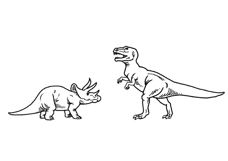 Disegno da colorare Triceratops e T-rex