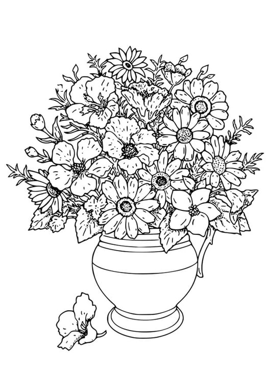 Disegno da colorare vaso con fiori
