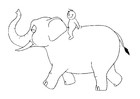 Disegni da colorare 07b. elefante con persona