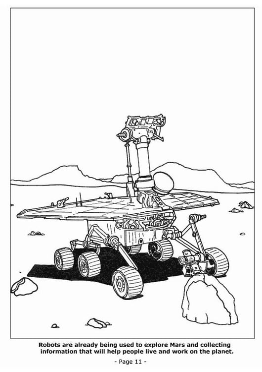 Disegno da colorare 11 - spedizione Marte con i robot