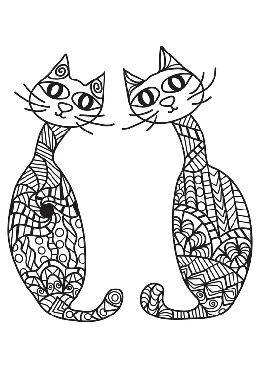 Disegno da colorare 2 gatti