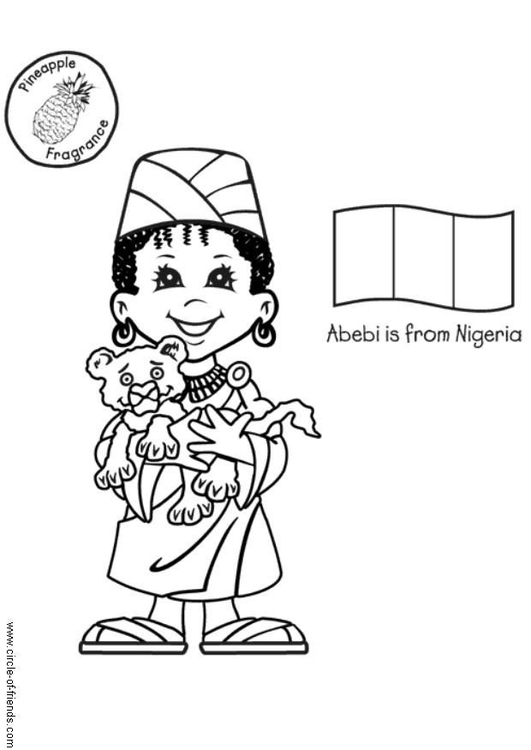 Disegno da colorare Abebi della Nigeria