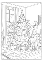 addobbare l'albero di Natale con la famiglia