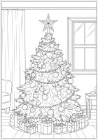 Disegno da colorare albero di natale con stella