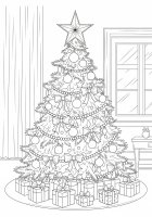 Disegno da colorare albero di natale con stella