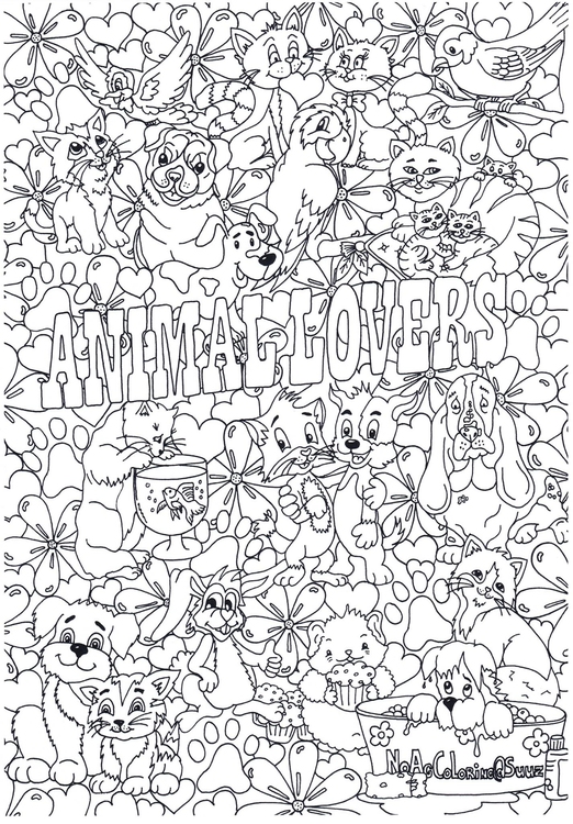 Disegno da colorare amanti degli animali