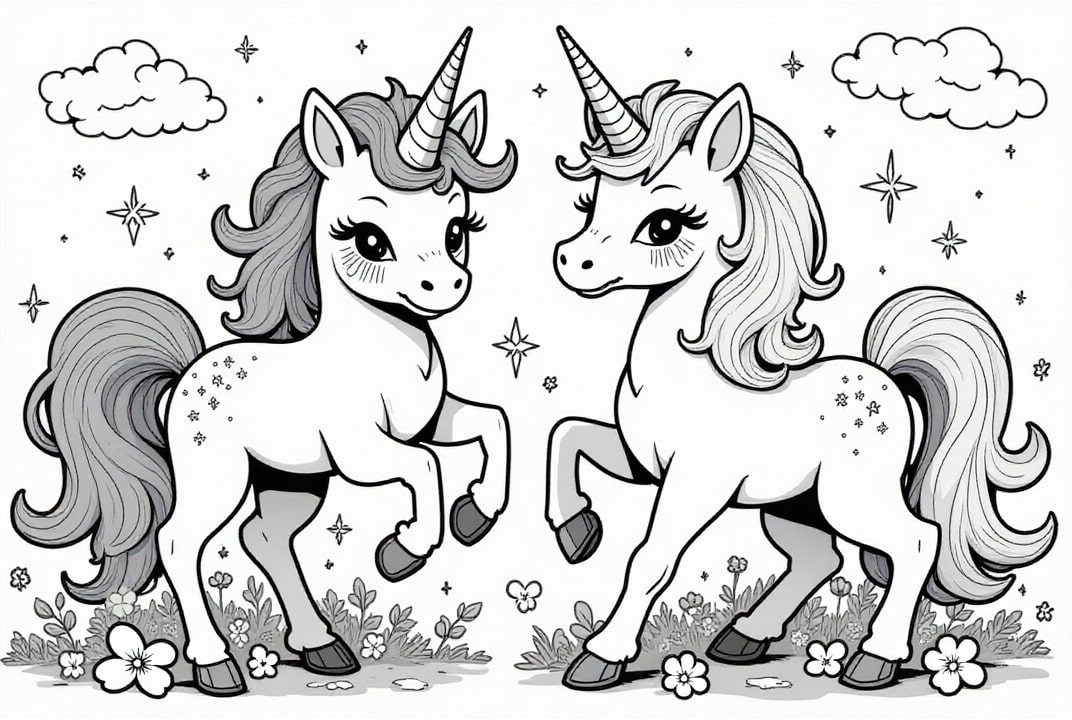 Disegno da colorare amicizia unicorno