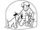 disegno-da-colorare animali domestici - cane e gatto