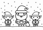 Disegni da colorare Babbo Natale con elfi