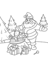 Disegni da colorare Babbo Natale con i pacchi