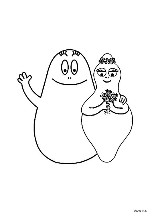 Disegno da colorare BarbapapÃ  e Barbamamma