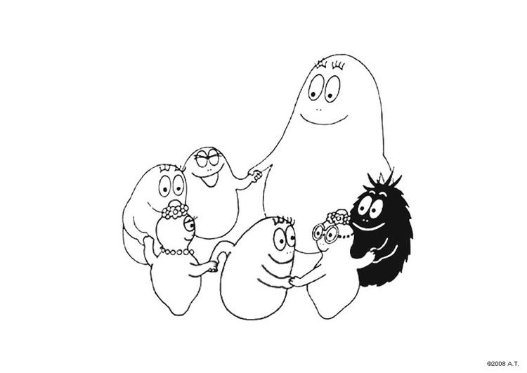 Disegno da colorare Barbapapa in cerchio