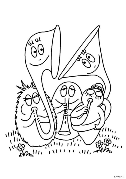 Disegno da colorare barbapapÃ  orchestra