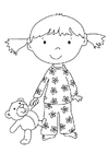 disegno-da-colorare bimba con peluche