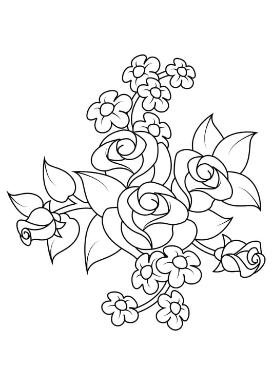 Disegno da colorare bouquet di rose