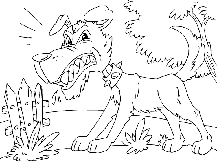 Disegno da colorare cane arrabbiato