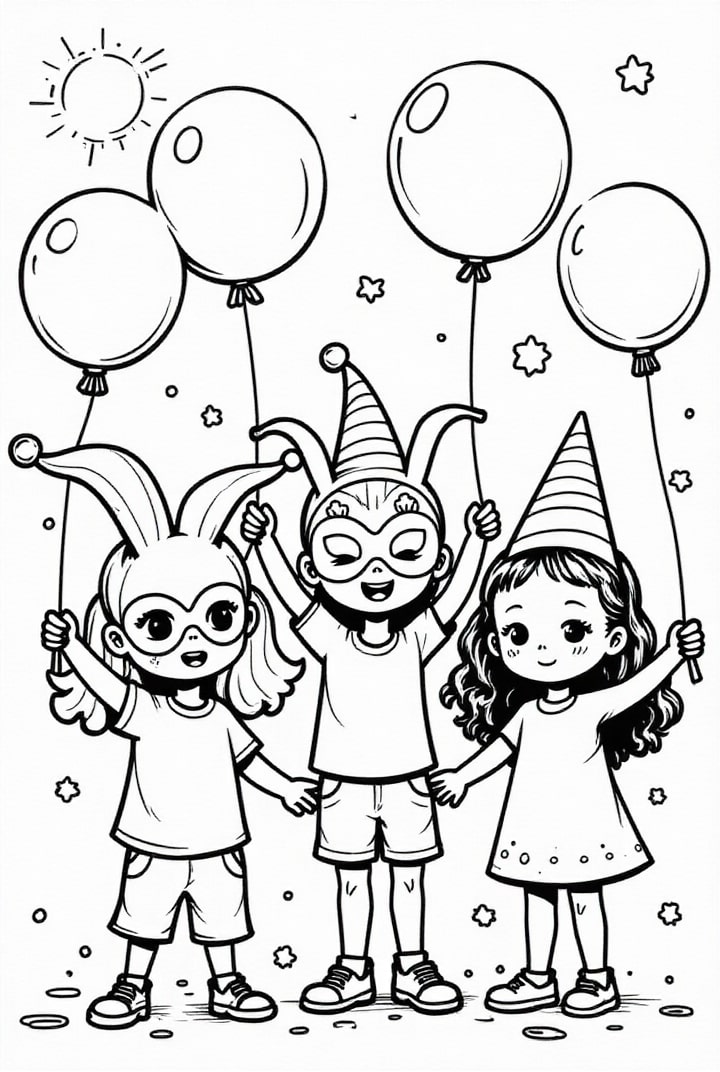 Disegno da colorare carnevale con palloncini