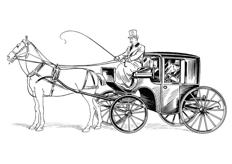 Disegno da colorare carrozza con cavallo e cavalliere