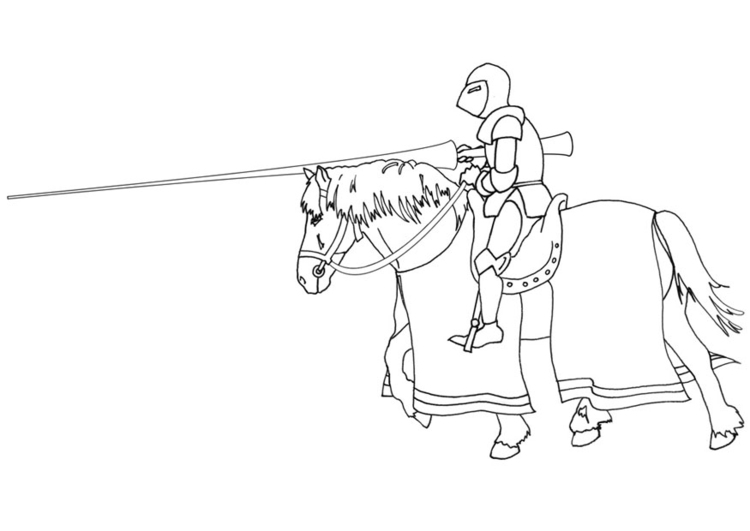 Disegno da colorare cavalliere a cavallo