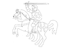 disegno-da-colorare cavalliere a cavallo
