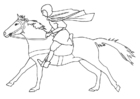 disegno-da-colorare cavalliere a galoppo