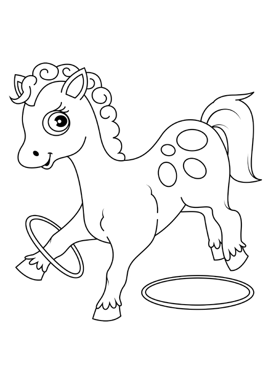 Disegno da colorare cavallo con cerchi