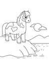 disegno-da-colorare cavallo sull'acqua