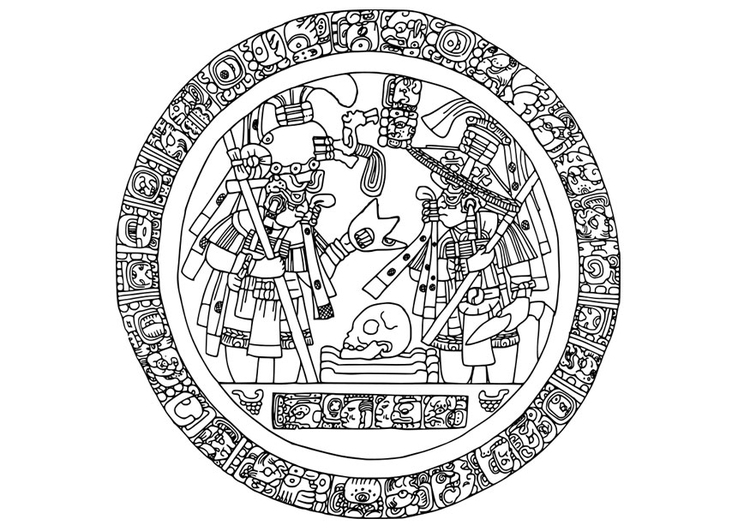 Disegno da colorare cerchio con immagine Maya 