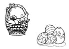 Disegni da colorare cesto e uova pasquali
