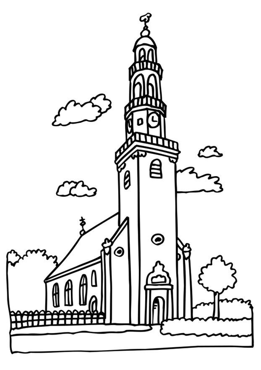 Disegno da colorare chiesa