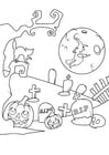 Disegni da colorare cimitero di halloween