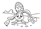 Disegno da colorare Coniglietto di Pasqua con pulcino