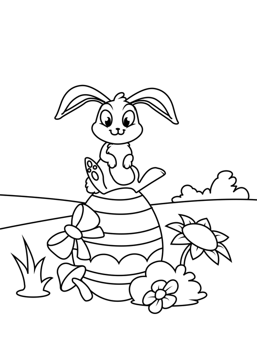 Disegno da colorare Coniglietto di pasqua sull&#39;uovo di Pasqua