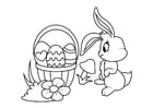 Disegni da colorare Coniglietto pasquale con cesto pasquale