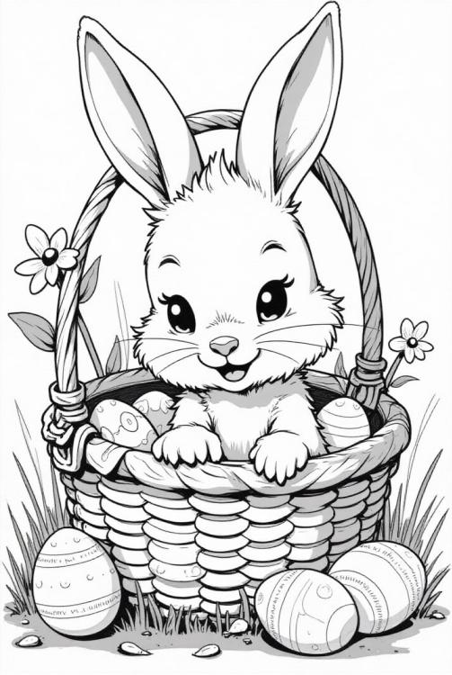 coniglietto pasquale nel cestino di Pasqua