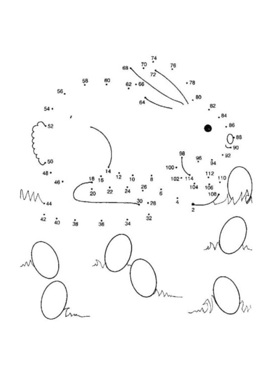 Disegno da colorare coniglio - contare di 2 in 2