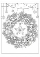 Disegno da colorare corona di natale con campanelli